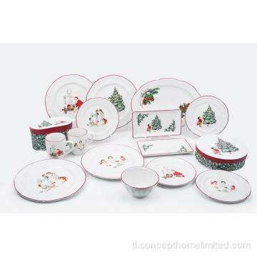 Porcelain Dinner Set with Decal - Christmas